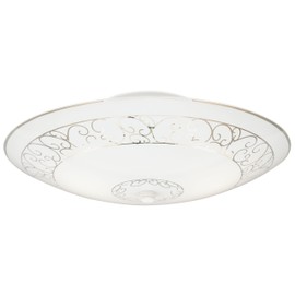 Westinghouse 6620600 Two-Light Semi-Flush-Mount Interior Ceiling Fixture, White Finish with White Scroll Design Glass, Round