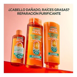 Garnier Fructis Borrador de Daño Crema para Peinar Transparente Colágeno Jelly 300ml, con Ácido de Fruta y Colágeno Vegetal, para Cabello Dañado y Ole