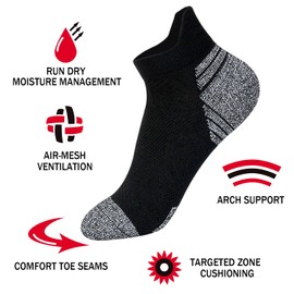 Aimerday Athletic Ankle Womens Socks Running Compression Socks for Women Cozy 5 Pack Low Cut Performance Soft Tab
