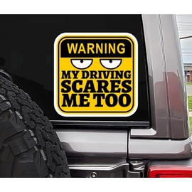 Anti Tailgating Stickers/My Driving Scares Me Too Funny Warning Vinyl Sticker 5x5 Inches Horror Peeking Eyes Decals/Car Truck Window Motorycles Bumper