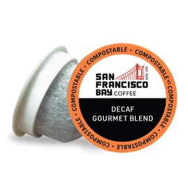 San Francisco Bay Coffee OneCUP DECAF Gourmet Blend 80 Ct Natural Water Processed Dark Roast Compostable Coffee Pods, K Cup Compatible including Keurig 2.0