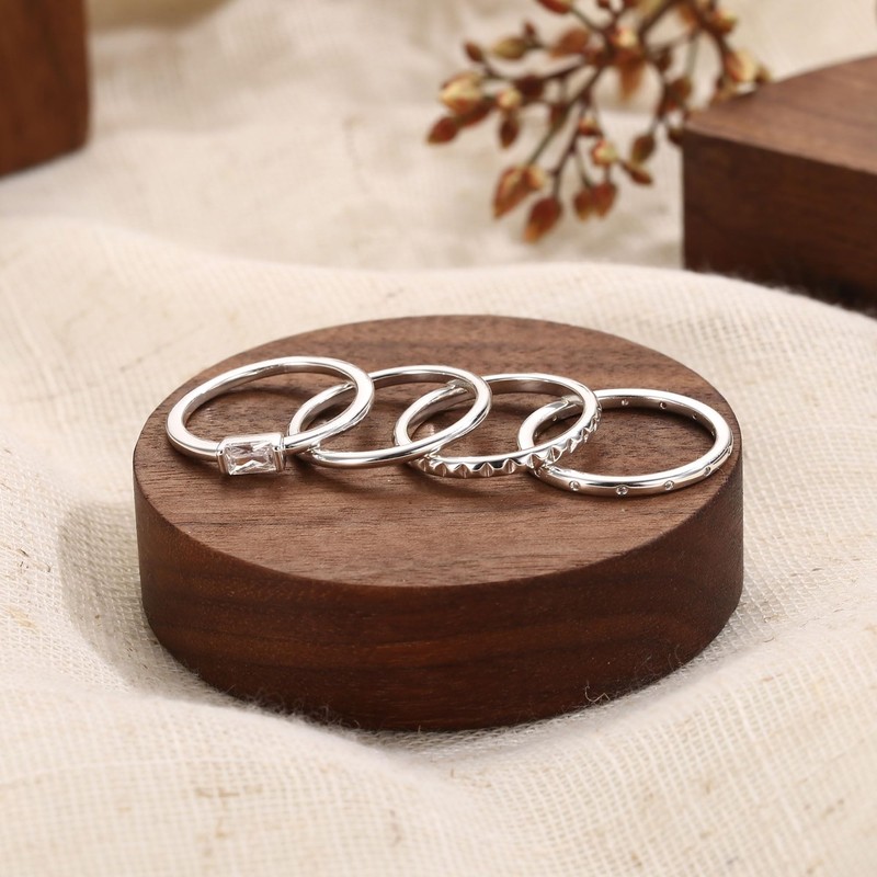 Milacolato Set of 4 Gold Rings Women's 18 K Gold-Plated