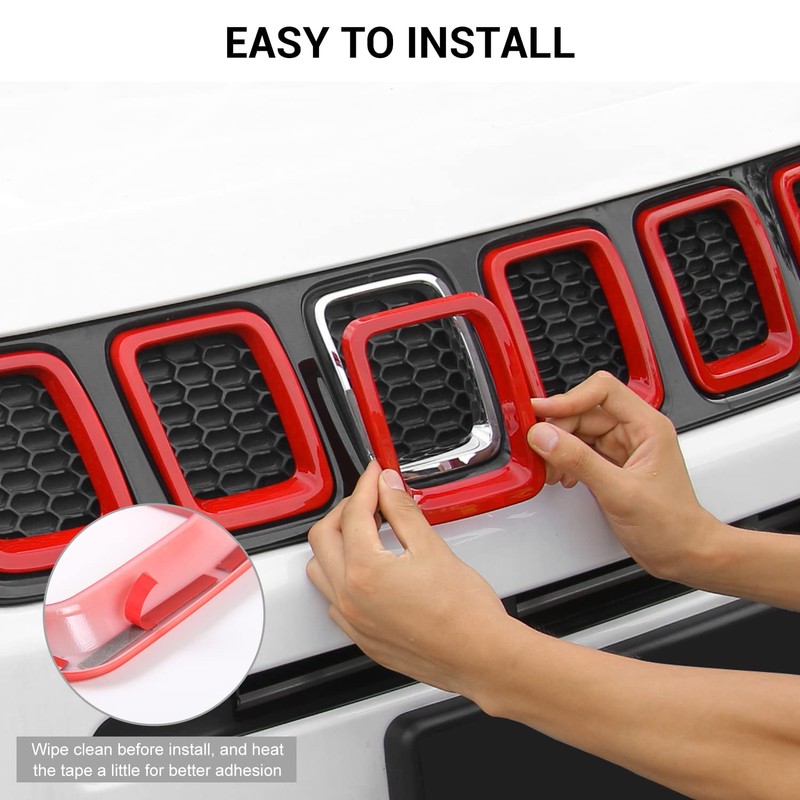 Grille Grill Cover Inserts Frame Trim Kit for Jeep Compass