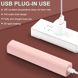 OBEST Mini Glätteisen für kurzes Haar, 2 in 1 Glätteisen Locken und Glätten, 180° Konstante Temperatur Tragbares USB Haarglätter, Reiseglätteisen
