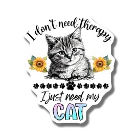 Cute Cat Magnet - I Don't Need Therapy Cat Lover Magnet - Sunflower Cat Magnet - Funny Cat Magnet Gift - Cat Fridge Magnet - 5" Vinyl Sticker - Car Magnet - Made in USA - AAMT1838