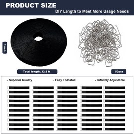 MYLIFESION Sectional Couch Connectors with Adjustable Velcro(32.8FT), Nylon Straps to Prevent Sofa Cushions from Sliding and Creating Gaps, Reusable Cinch Strap for Fixing Sofa Gaps with 50 Metal Buckles