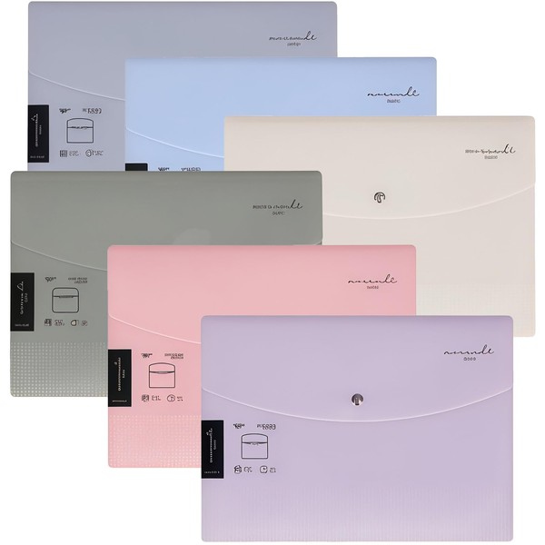 Auiremrti 6er-Pack Budgetumschläge für Bargeldsystem,Kleiner Quittungshalter-Organizer aus Kunststoff, Morandi-Farben,22.9 x