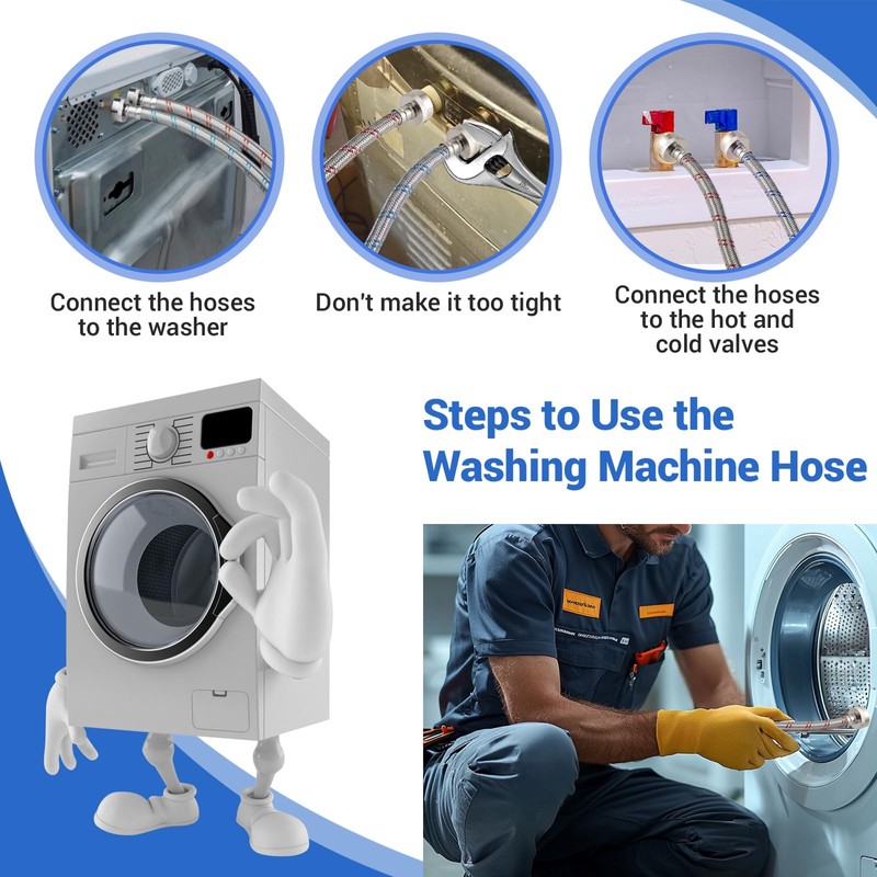 Yejesiy 4 Ft Washing Machine Hoses, 2 Packs Premium Stainless