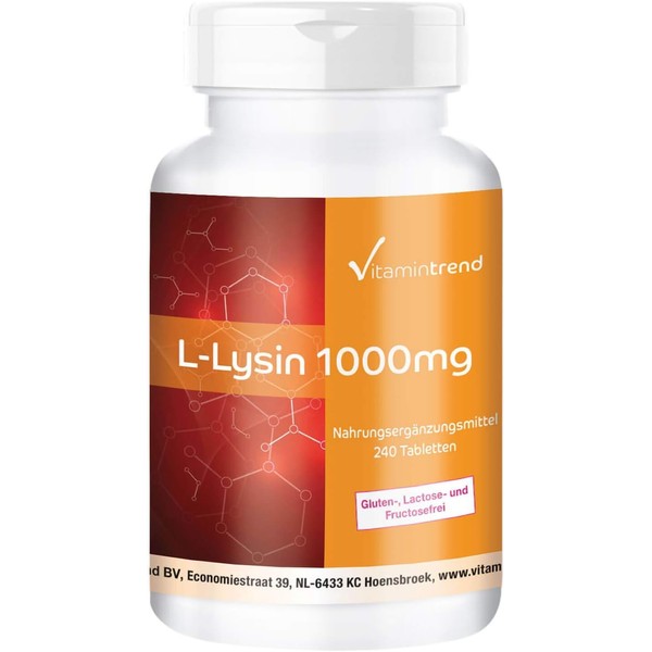 L-Lysine High Dose - 1000 mg per Tablet - 240 Tablets - Vegan | Vitamintrend®
