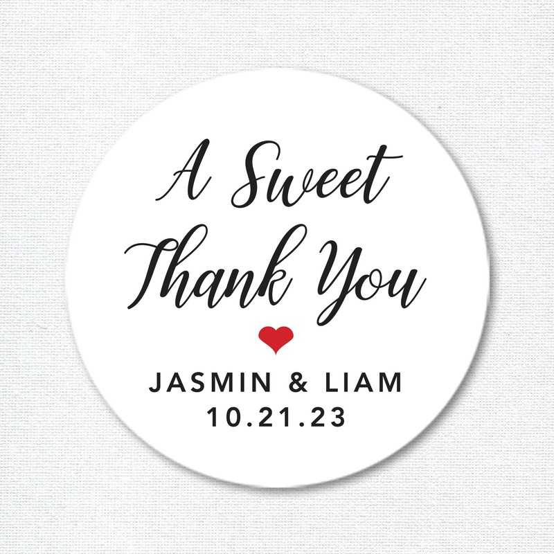 A Sweet Thank You Stickers for Favors, Custom Favor Labels,