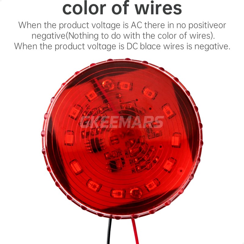 GKEEMARS Round LED Warning Lamp, No Sound AC110V Industrial Signal