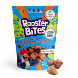 TUKAHO Rooster Bites Chicken Quail Egg Dog & Cat Treats – Only 2 Ingredient Freeze Dried Training Treats - High Protein, All Natural, Made in USA - Picky Eater Approved