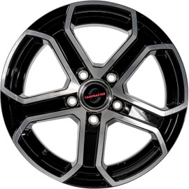 TASKMASTER TRINITY 15x6 Trailer Wheel Rim 5x4.5 Bolt Pattern Black Machined Face 5 Spoke Aluminum Trailer Rim 3.19 Center Bore 2835 Load Carry Capacity