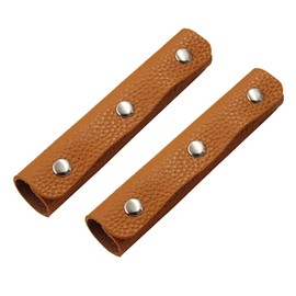 Happyupcity 2Pcs Brown PU-Leather Handbag Handle Wrap Cover with 3 Row Alloy Clasp Luggage Bag Soft Grip Protector for Shopping Bag Travel Suitcase Tote Bag