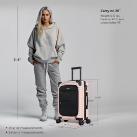 DUKAP TOUR Luggage with Integrated USB Port and Spinner Wheel | Spacious Travel Suitcase with TSA Lock and Ergonomic GEL Handle | 20 Inch Carry-On Hardside Luggage | Champagne