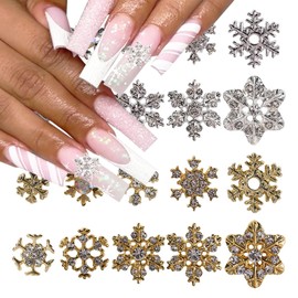 20Pcs Snowflake Nail Art Charms for Acrylic Nails Gold Silver Snowflake Nail Art Charms Christmas Nail Rhinestones Winter Holiday Acrylic Nail Charms for Women and Girls DIY Manicure Decoration