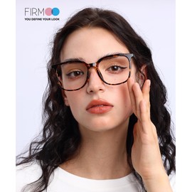 Firmoo Blue Light Filter Glasses Without Prescription Women Men Oversized Computer Glasses for Playing Metal Hinge Blue Filter Glasses, Tortoise