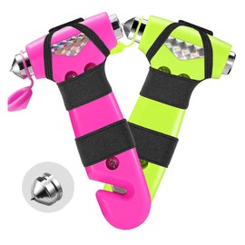 OUCPC 2 Pack Car Safety Hammer, 3-in-1 Emergency Escape Tool Window Breaker and Seat Belt Cutter with Light Reflective Tape for Family Safety Emergency Car Escape Tool for Car
