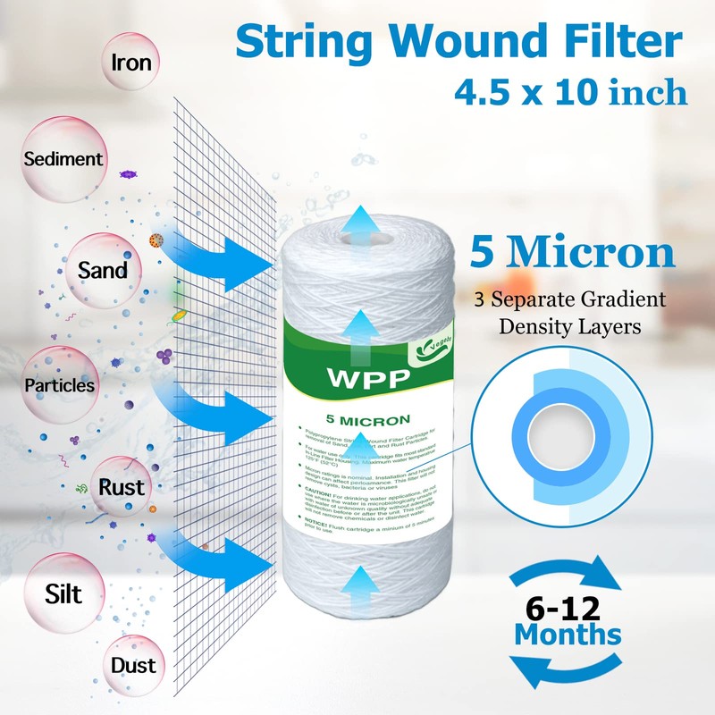 VEGEBE 5 Micron Water Filter 10" x 4.5", 10-inch Whole