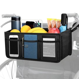 Dotday Wheelchair Basket for Back, Large Capacity Wheelchair Backpack Storage Bag with Cup Holder