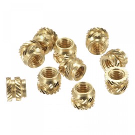 sourcing map knurled Insert Nuts, 120Pcs M3 x 4mm L x 5mm OD 3D Printing Brass Nuts Female Threaded Inserts Brass Heat Set Insert Embedment Nut