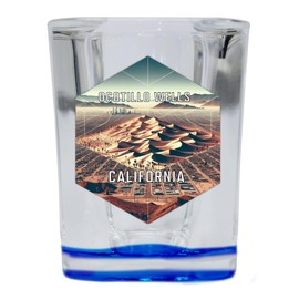 R and R Imports Ocotillo Wells California Travel Destination Souvenir 2 Ounce Shot Glass Square Orange Base 4-Pack