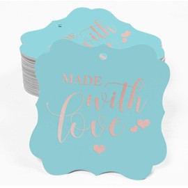 Inkdotpot Hang Tags Made With Love Wedding Favor Bracket Shape Gift Tags Real Rose Gold Foil Bonbonniere Tag Pack Of 100