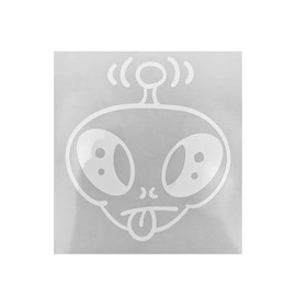 Alien Sticking Out Tongue White Vinyl Decal, Bumper Sticker, New, Gift