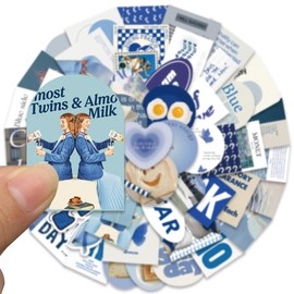 Motivational Aesthetic Stickers, Inspirational Blue Stickers Pack, 57Pcs Waterproof Vinyl Stickers for Water Bottle Laptop Scrapbook Skateboard Phone Bumper Decals, Stickers for Kids Teens Girls (Blue)