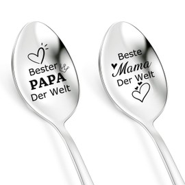 PBIEHSR Grandma and Grandpa Gifts Christmas Gifts, 2 Pieces Coffee Spoons with Engraving - Beste Opa Oma Der Welt, Opa und Oma Gift Christmas, Birthday Gift (Beste Opa Oma Der Welt)