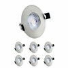 6X Sanlumia LED Recessed Downlight IP44 Ultra Slim Mains Powered Intergrated Flat Spotlight,7W 600lm,38 Beam Angle, 6400K Cool White, Satin Nickel Spot Ceiling Kitchen Bedroom Bathroom Living Room