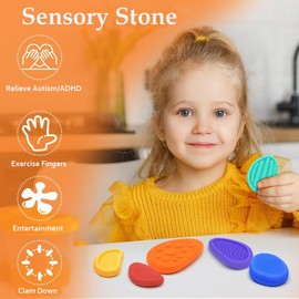 Fidget Toys Sensory Stone,6 Pack Textured Worry Stone Social for Autism Kids Adults Fidget Stress Calming Toys for Students Anxiety Relief