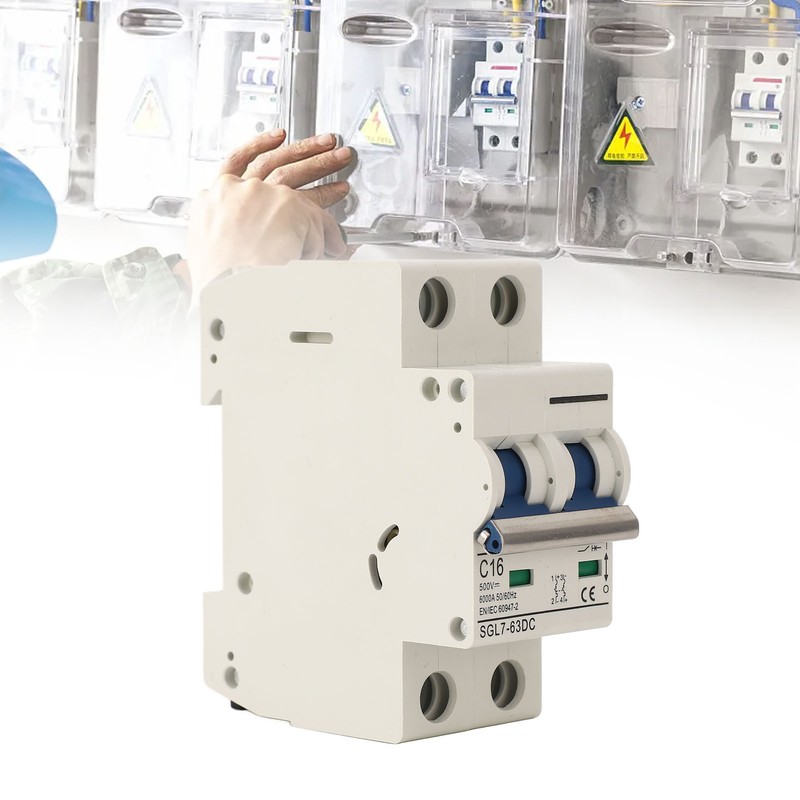DC Circuit Breaker 2P 16A Overload Protection DIN Rail Mount