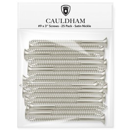 Cauldham Satin Nickel Wood Screws #9 x 3 Inch for Door Hinges - 25 Pack