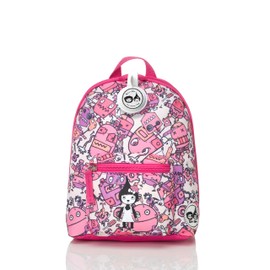 Pink Robots Toddler Kids Children Mini Backpack Rucksack With Reins Girl Boy