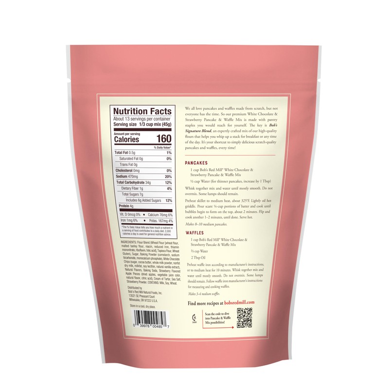 Bob's Red Mill White Chocolate & Strawberry Pancake Mix, 20oz