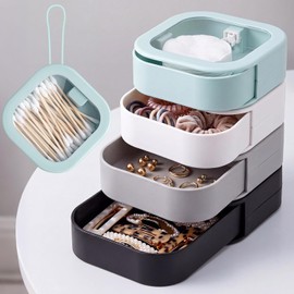 Kathfly - Organizador de 4 piezas de colores surtidos para el cabello, portátil, apilables, accesorios para el cabello