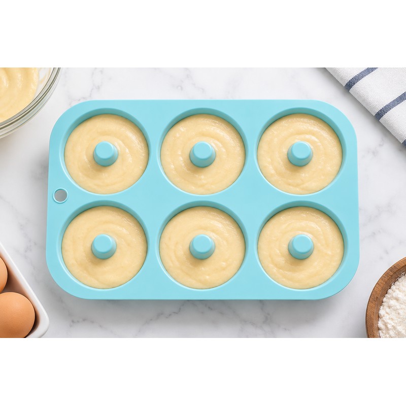 6-Hole Silicone Donut Mold for Home Baking – Non-Stick Reusable