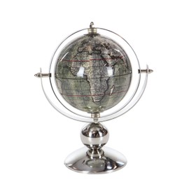 Deco 79 43487 Stainless Steel and PVC Decorative Globe, 8" L x 5" W x 10" H, Silver
