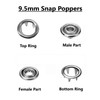 Trimming Shop 100pcs x 9.5mm Snap Poppers Fasteners - Coloured