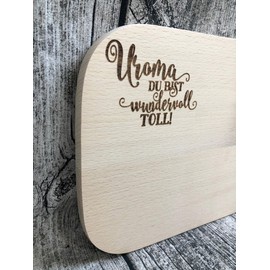 Frühstücksbrett Brett Uroma Schneidebrett Geschenk Geburtstag Weihnachten Küche Holz braun Brotzeit Vesperbrett Stullenbrett Brotbrett