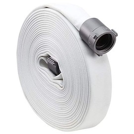 Fire Hose - 1 1/2" x 25' Single Jacket Hose - Made in the USA - White Firefighter Hose - NH Couplings