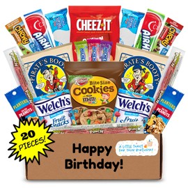 Hangry Kit Birthday Snack Box - (20 CT) Happy Birthday Basket Care Package - Contains Birthday Snacks, Cookies, Chips, Candy. Party Variety Box. (Funny 1)