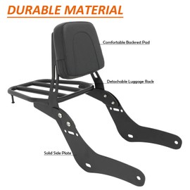 Passenger Sissy Bar with Luggage Rack Backrest Fit for Honda Rebel 1100 CMX1100 2021 2022 2023, Black