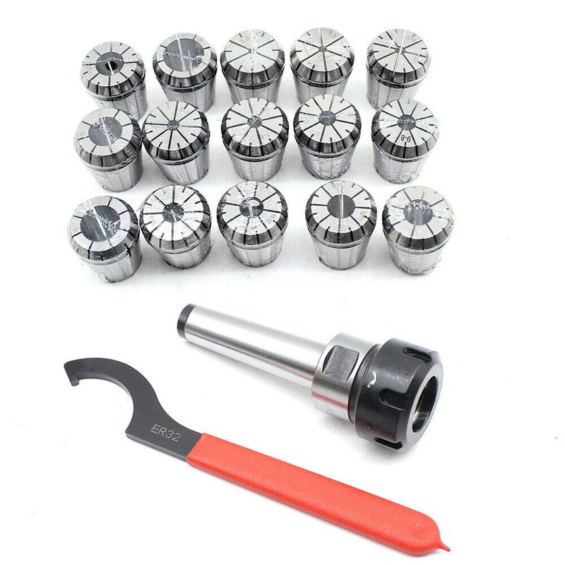CNCEST ER32 Collet Set, 15PCS MT3 ER32 M12 Collet Chuck,