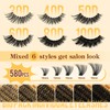 QUEWEL 580PCS Lash Clusters Kit 30D+40D+50D+60D+80D+100D Lashes Clusters Kit 10-18mm
