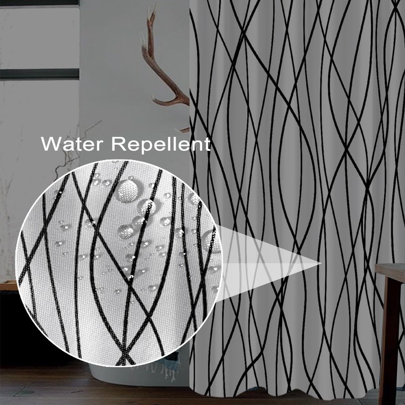 Uiiooazy White Black Striped Shower Curtain for Bathroom 72"x72", Geometric