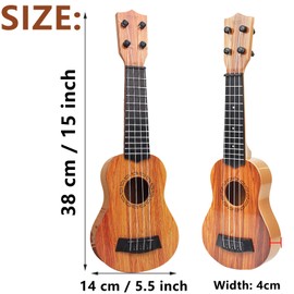 38 cm Ukulele Guitar Toy, Guitar Toy, Mini Guitar, Children's Guitar, Toy Guitar, Ukulele Children with 4 Adjustable Sides, for Children, Toddlers, Girls, Boys
