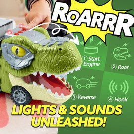 JOYIN 13 in 1 Dinosaur Toys for Kids 3-5, Dinosaur Truck with 12 Pull Back Cars, Birthday Gifts Toys for 3 4 5+ Year Old Boy, Transport Carrier Truck for Toddlers, Christmas Great Gifts for Grandkids