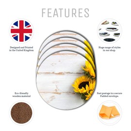 4 Set - Sunflower Pretty Yellow Flowers - Coasters Kitchen Drinks Coaster #14826